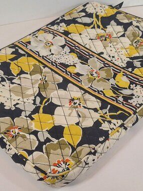 Vera Bradley Dogwood Quilted Laptop Tablet Sleeve Bag Black Yellow